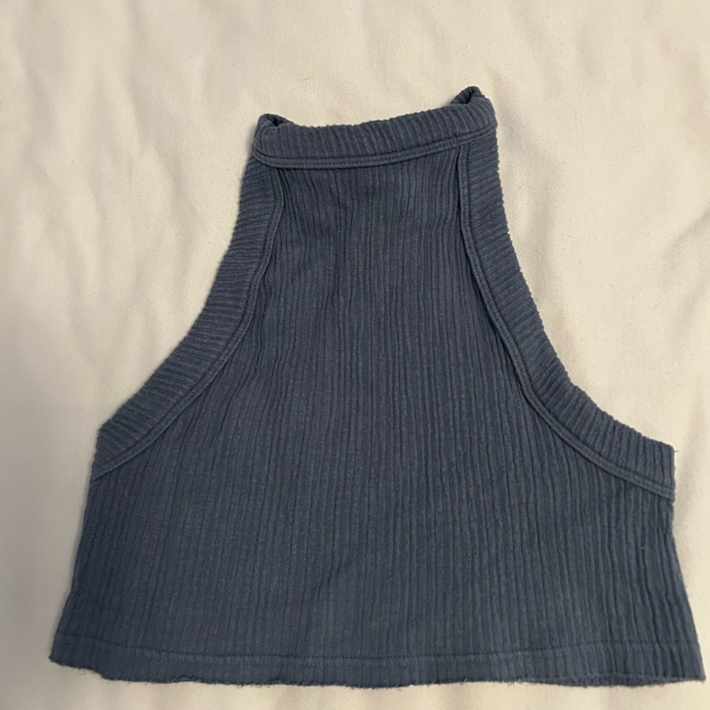 Ribbed High Neck Crop Top
